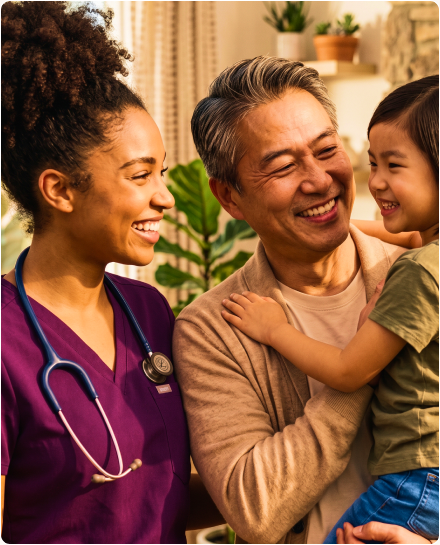 A care team supporting a patient